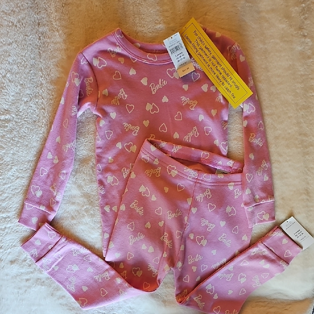 NWT - GAP Barbie Pink Heart Pajama Set, Size 2 Years
